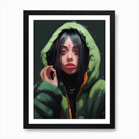 Billie Eilish Green Portrait 2 Art Print