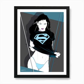 Super Girl (Black shirt) - Retro 80s Style Art Print