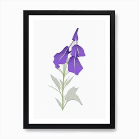 Canterbury Bell Floral Minimal Line Drawing 1 Flower Art Print