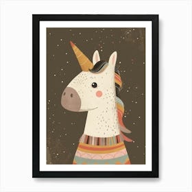 Unicorn In A Knitted Jumper Muted Pastels 1 Art Print
