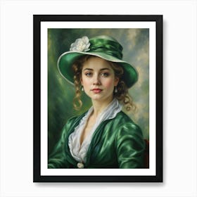 Portrait Of Lady In Green Hat Art Print