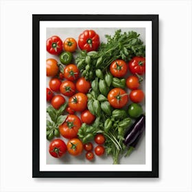 Fresh Tomatoes And Vegetables Kitchen Wall Art Art Print