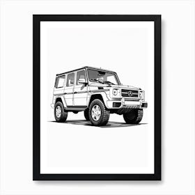 Mercedes Benz G Wagon Line Drawing 5 Art Print