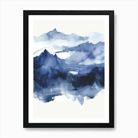 Blue Mountains Watercolor Painting Art Print