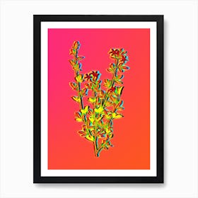 Neon Yellow Jasmine Flowers Botanical in Hot Pink and Electric Blue n.0591 Art Print