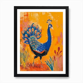 Colourful Brushstroke Peacock 5 Art Print