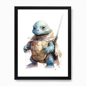 Baby Sea Turtle As A Jedi Watercolour 1 Art Print