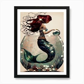 Mermaid In A Fishbowl 1 Art Print