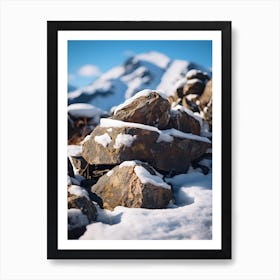 Mountain Rocks In The Snow Art Print