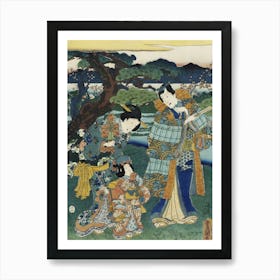 Viewing Plum Blossoms By Utagawa Kunisada Art Print