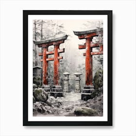 Torii Gates Japanese Illustration 3 Art Print