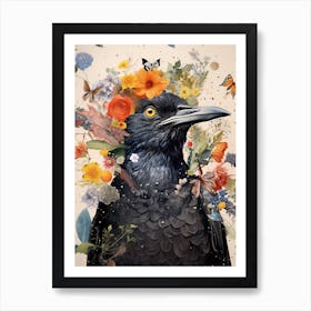 Bird With A Flower Crown Blackbird 4 Art Print