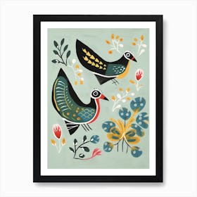 Folk Style Bird Painting Lapwing 2 Art Print