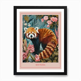 Floral Animal Painting Red Panda 1 Poster Art Print