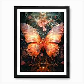 Floral Fantasy Red Butterfly Art Print