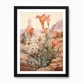 Chinese Sacred Lily  Flower Victorian Style 1 Art Print