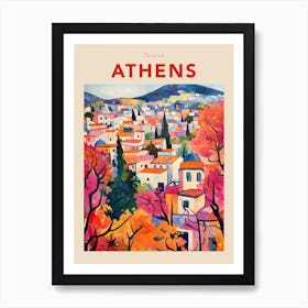 Athens Greece 3 Fauvist Travel Poster Art Print