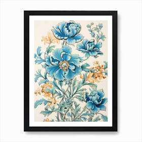 A Blue Floral Illustration Art Print