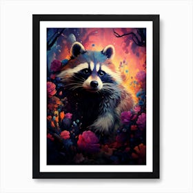 Raccoon In The Forest Art Print