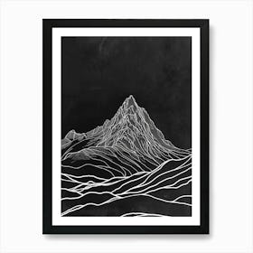 Stob Binnein Mountain Line Drawing 4 Art Print
