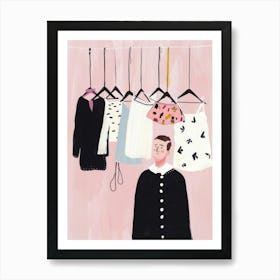 Man Hangs Clothes Art Print