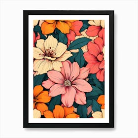 Seamless Floral Pattern 18 Art Print