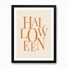 Modern Halloween Typography - Orange & White Art Print