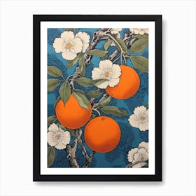 Tachibana Mandarin Orange 2 Vintage Botanical Woodblock Art Print