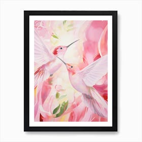 Pink Ethereal Bird Painting Hummingbird 2 Art Print