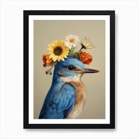 Bird With A Flower Crown Eastern Bluebird 3 Art Print