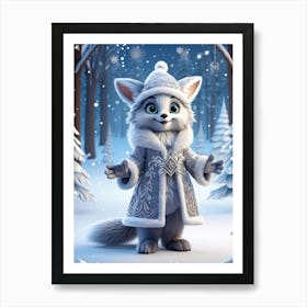 A Bubo The Silver Fox Like Creature From Old European Folklore Strikes A Festive Pose In The Middl Art Print