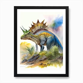 Stegoceras Watercolour Dinosaur Art Print