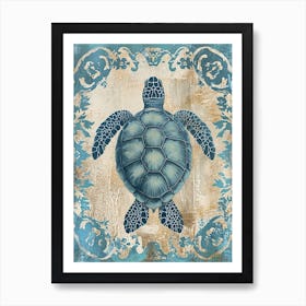 Ornamental Blue Sea Turtle Art Print