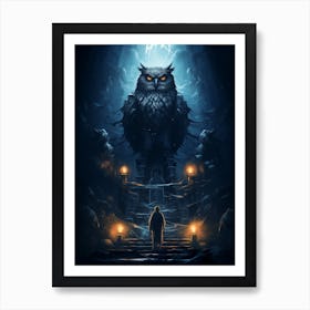 Owl And The Dragon Art Print