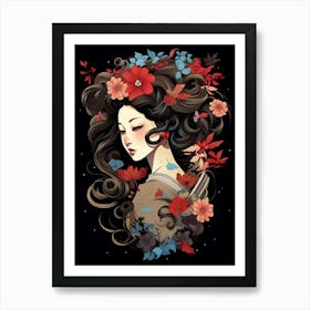 Geisha Japanese Style Illustration 8 Art Print