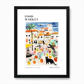 The Food Market In Mallorca 3 Illustration Poster Art Print