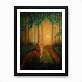 fox at sunset Art Print