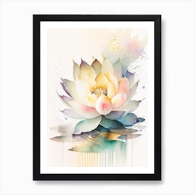 Lotus Flower, Buddhist Symbol Storybook Watercolour 2 Art Print
