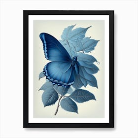 Holly Blue Butterfly Retro Illustration 4 Art Print