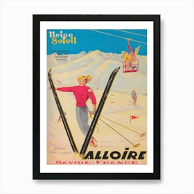 Valloire France Vintage Ski Poster Art Print