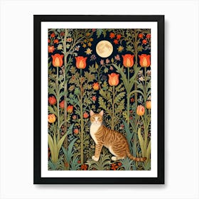 William Morris Cat In The Garden Art Print