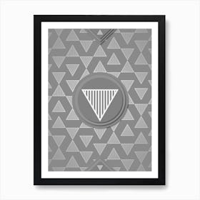 Geometric Glyph Sigil with Hex Array Pattern in Gray n.0270 Art Print