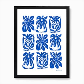 Blue Flower Pattern Collection 10 Art Print