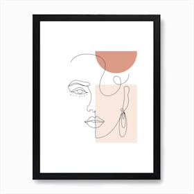 Minimal Woman Face Line Art Art Print