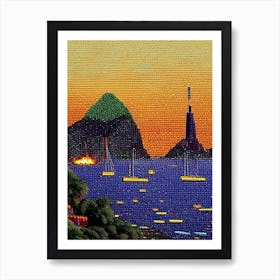 Rio De Janeiro Brazil Pointillism Style Tropical Destination Art Print