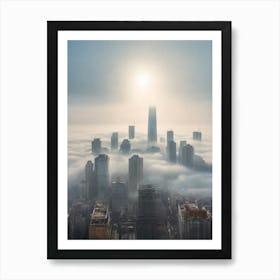 Cityscape In The Fog 1 Art Print