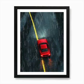 Car Driving In The Rain 4 Art Print