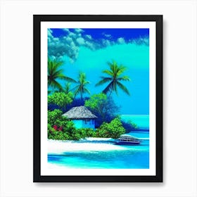 Maafushi Island Maldives Pointillism Style Tropical Destination Art Print
