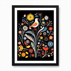 Folk Bird Illustration Seagull 2 Art Print