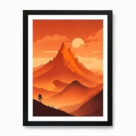 Misty Mountains Vertical Composition In Orange Tone 10 Art Print